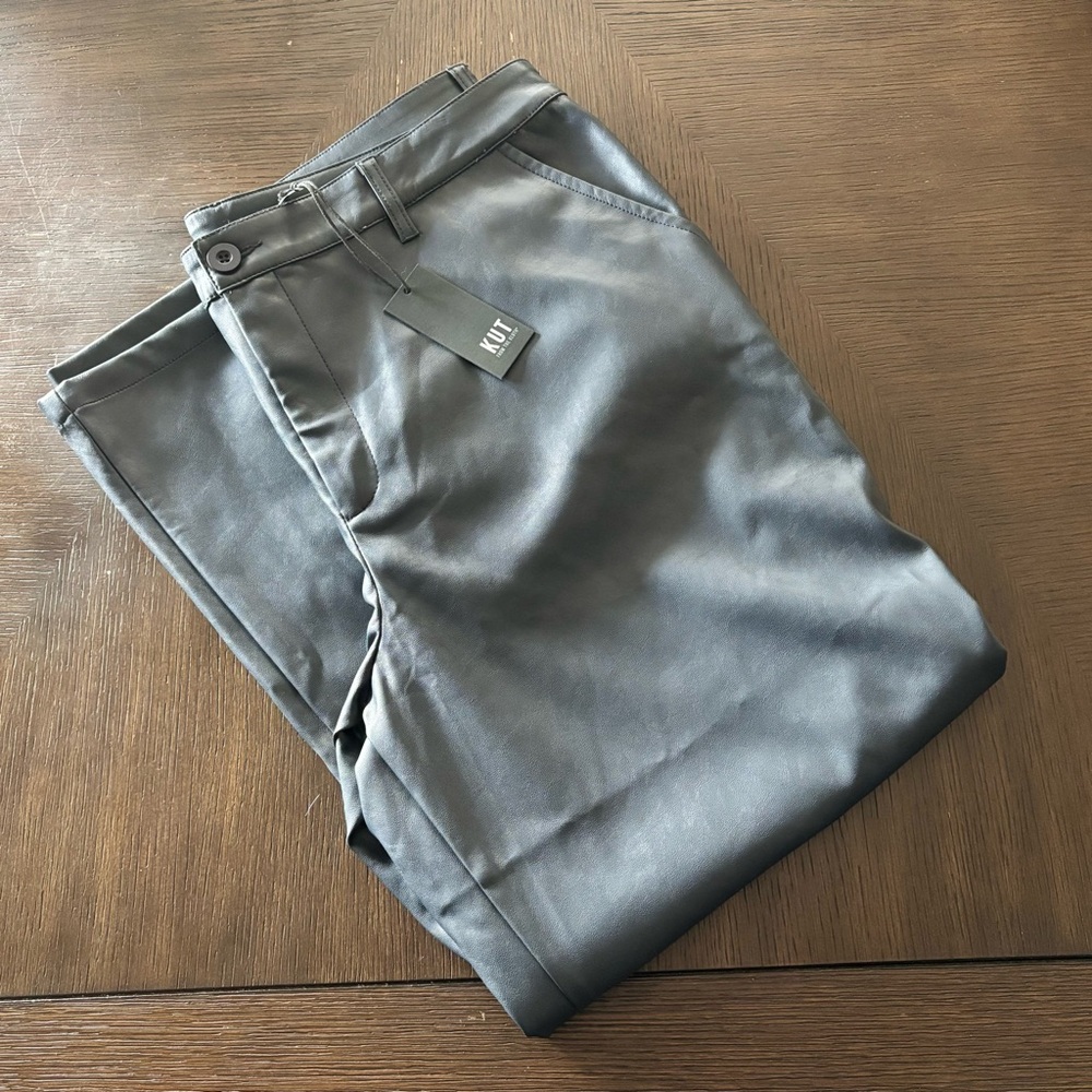 NWT KUT from the Kloth Black Faux Leather Pants Size 18